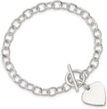 Sterling Silver Heart Bracelet, 15mm