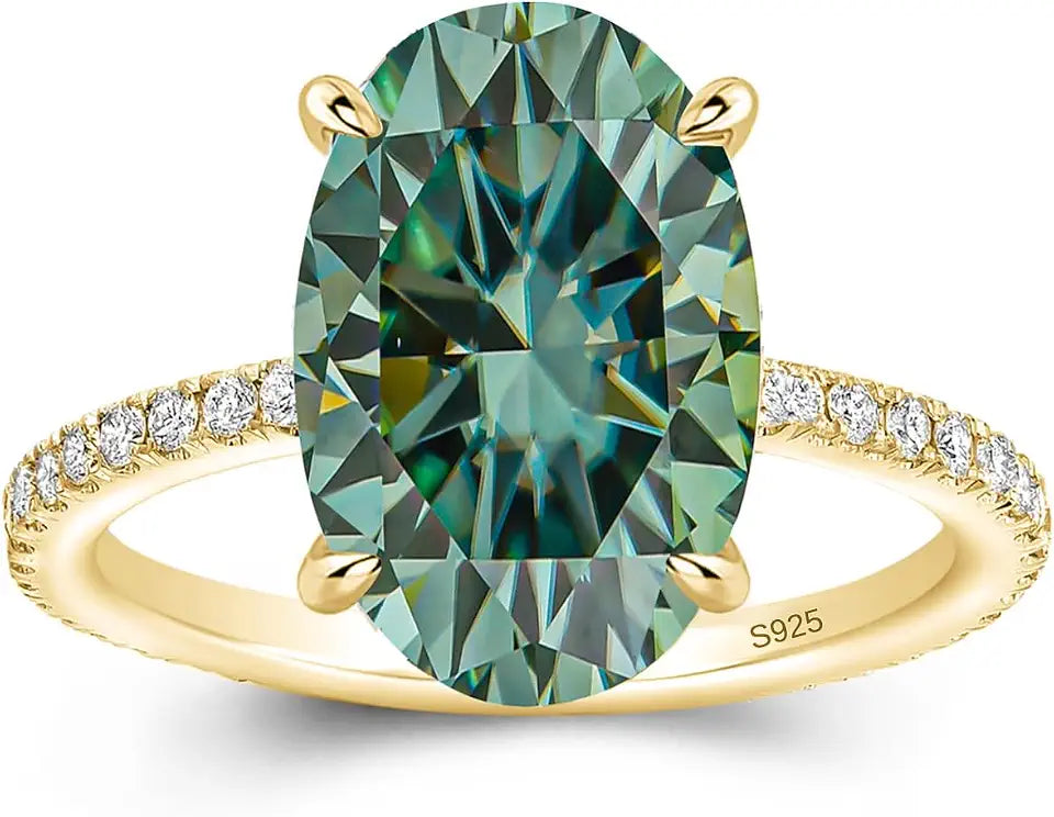 Sterling Silver Oval Moissanite Ring