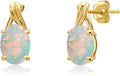 Gold-Tone Oval Stud Drop Earrings