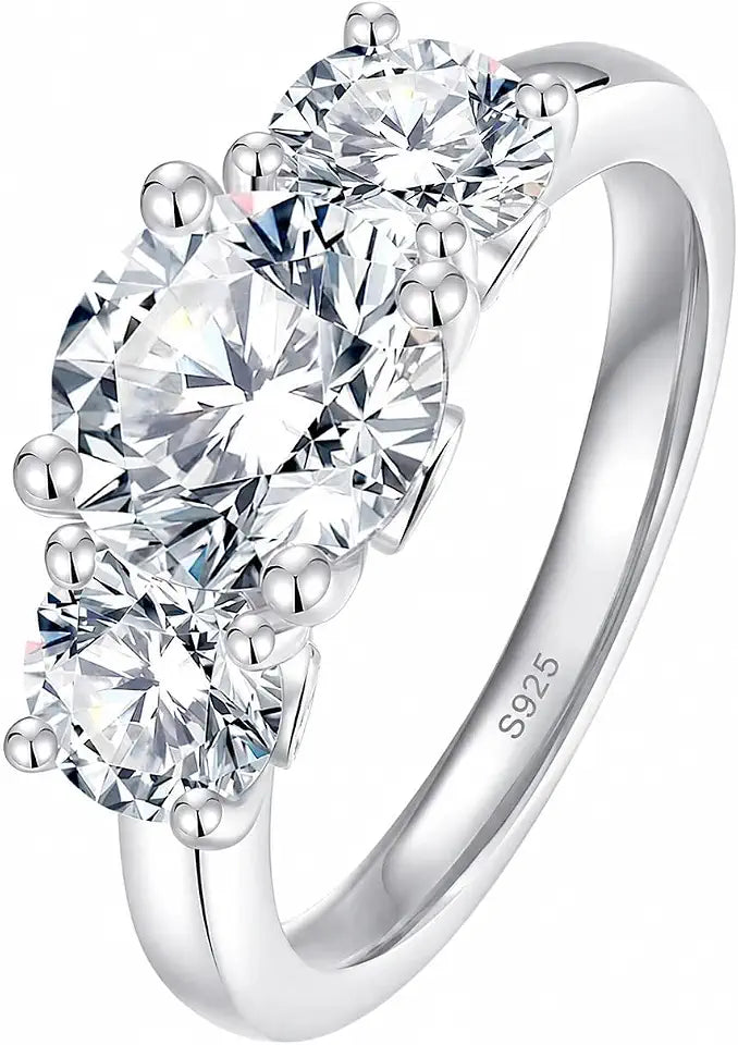 Sterling Silver Round Moissanite Engagement Ring