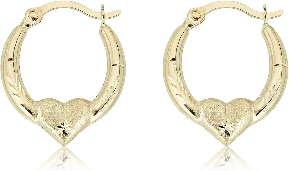Gold-Tone Hoop Heart Earrings