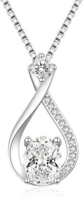 Sterling Silver Moissanite Infinity Necklace