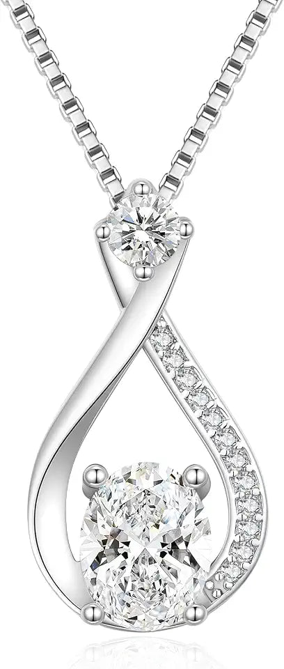 Sterling Silver Moissanite Infinity Necklace