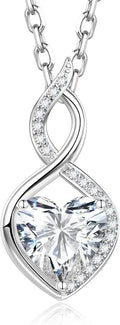 Sterling Silver Moissanite Heart Infinity Necklace