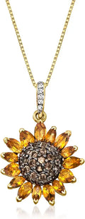Gold-Tone Topaz Sunflower Necklace, 18 inches