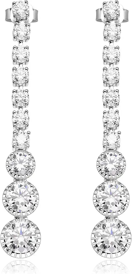 Sterling Silver Moissanite Stud Drop Earrings