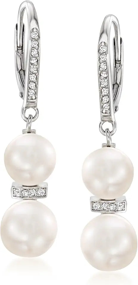 Sterling Silver Drop Earrings, 9mm
