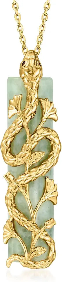 Gold-Tone Jade Necklace, 18 inches