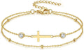 Gold-Tone Birthstone Cross Bracelet