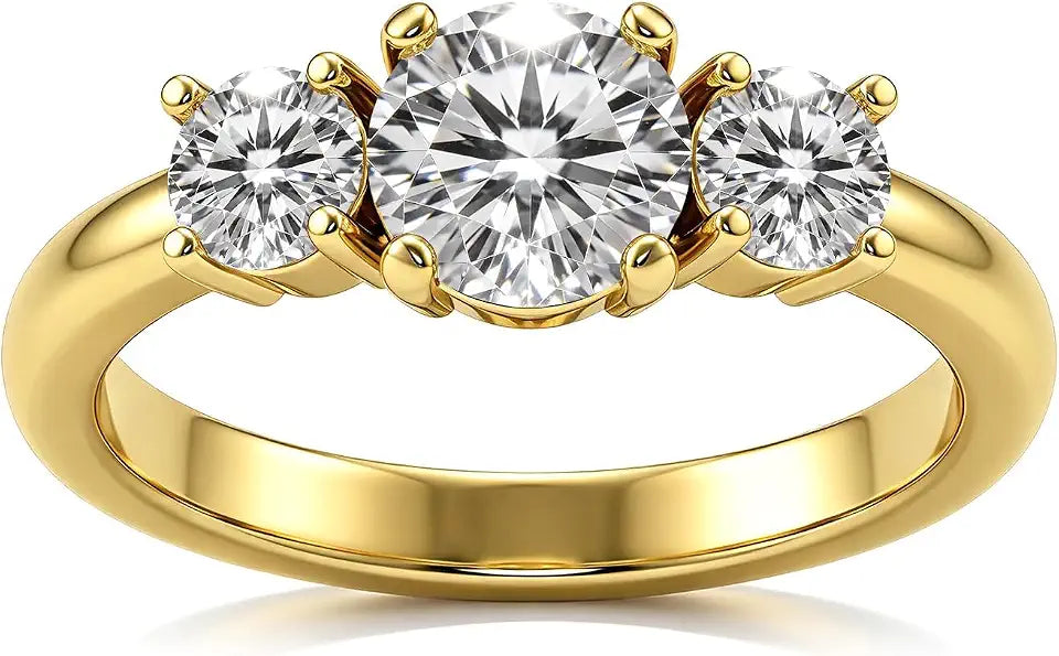 Gold-Tone Moissanite Engagement Ring