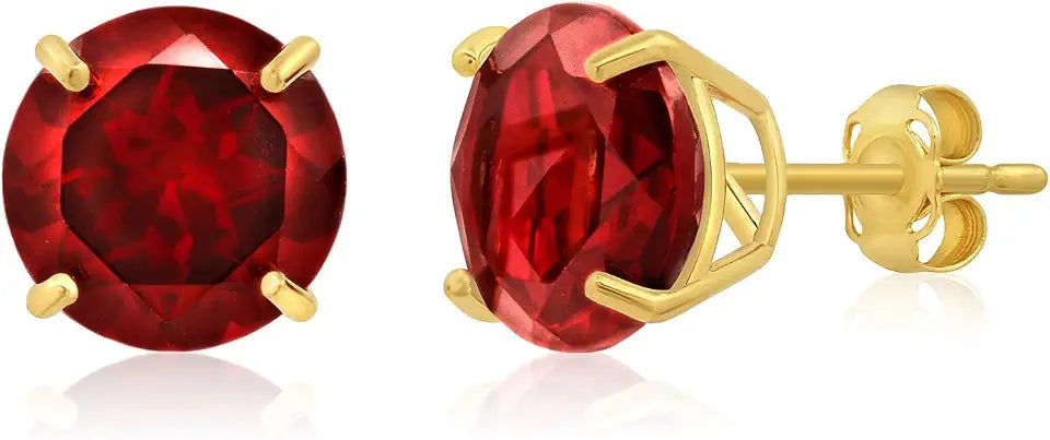Gold-Tone Round Stud Earrings, 9MM