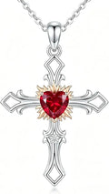 Sterling Silver Ruby Cross Necklace