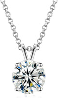 Gold-Tone Sterling Silver Round Moissanite Solitaire Necklace