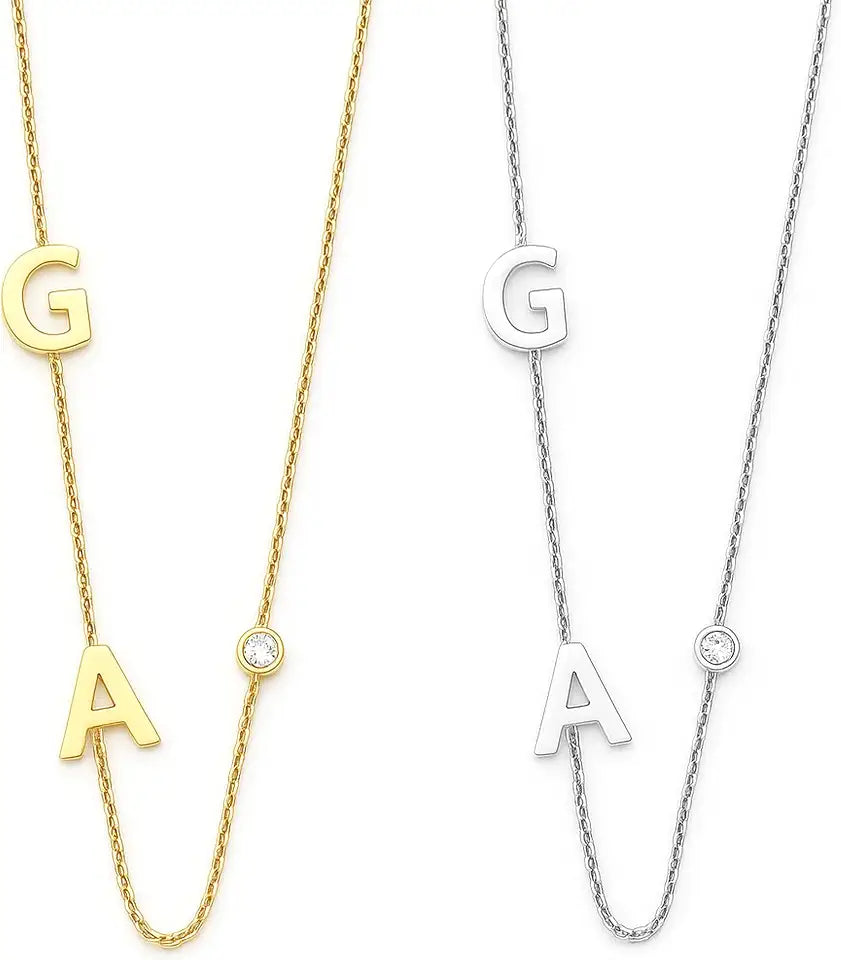 Gold-Tone Birthstone Solitaire Initial Necklace