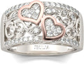 Rose Gold-Plated Round Cubic Zirconia Heart Halo Engagement Ring