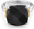 Gold-Tone Sterling Silver Birthstone Solitaire Engagement Ring