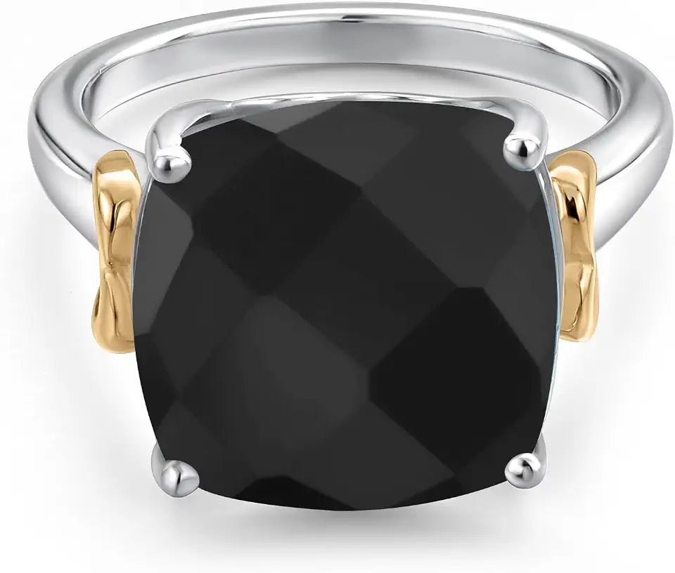 Gold-Tone Sterling Silver Birthstone Solitaire Engagement Ring