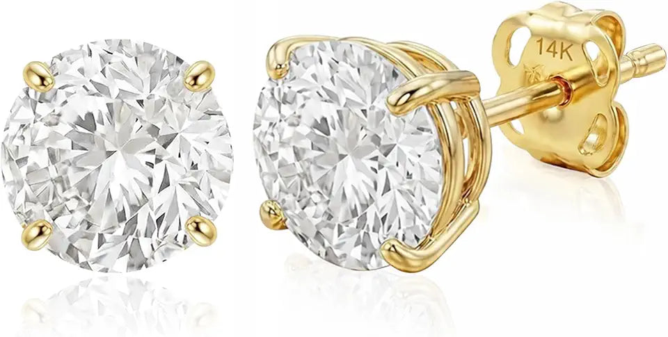 Gold-Tone Round Solitaire Earrings