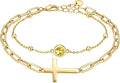 Gold-Tone Birthstone Cross Bracelet