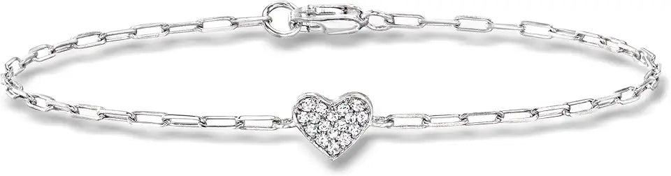 Sterling Silver Heart Bracelet, 7 inches