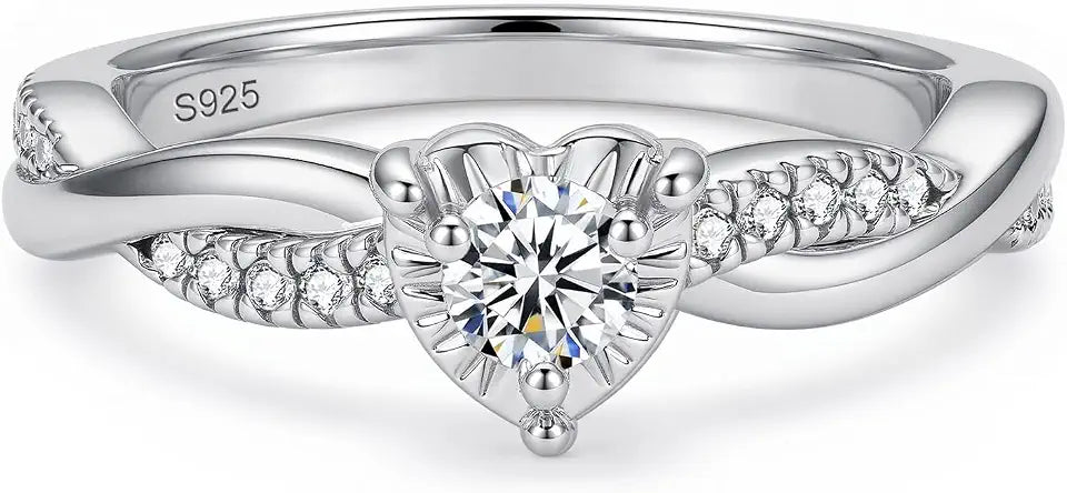 Sterling Silver Lab-Grown Diamond Heart Ring