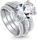 Sterling Silver Oval Cubic Zirconia Solitaire Engagement Ring