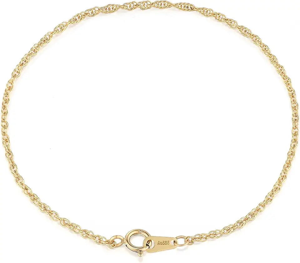 Gold-Tone Rope Bracelet, 1.8mm