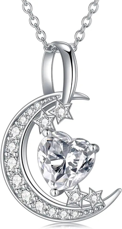 14K Gold-Plated Sterling Silver Moissanite Star Moon Necklace