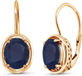 18K Yellow Gold-Plated Oval Sapphire Earrings