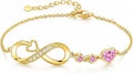 Gold-Tone Birthstone Heart Infinity Bracelet