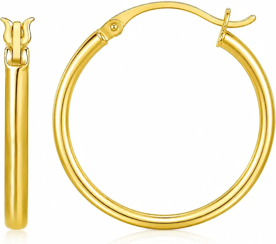 Gold-Tone Round Hoop Earrings, 12mm