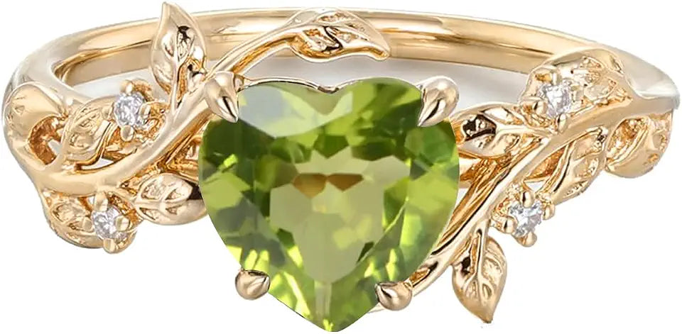 Gold-Tone Birthstone Heart Engagement Ring