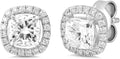 Gold-Plated Lab-Grown Diamond Stud Halo Earrings