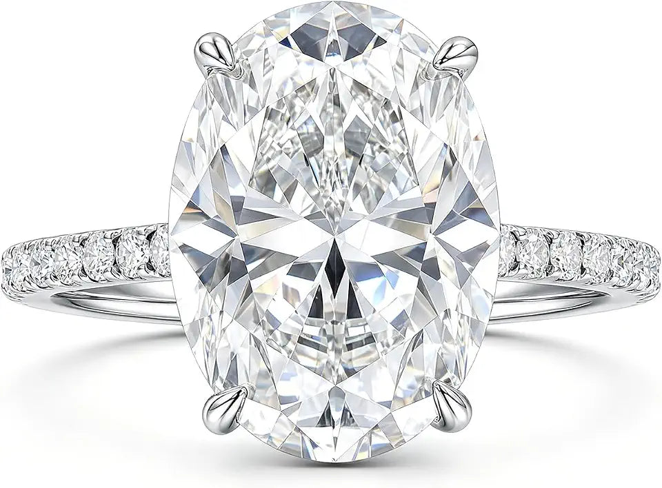 18K Gold-Plated Oval Moissanite Engagement Ring