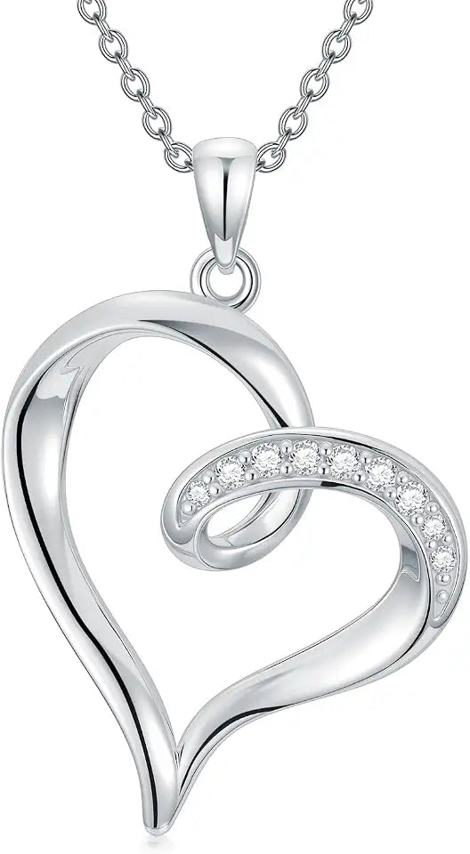 Sterling Silver Lab-Grown Diamond Heart Necklace