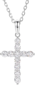 18K Gold-Plated Sterling Silver Lab-Grown Diamond Cross Necklace