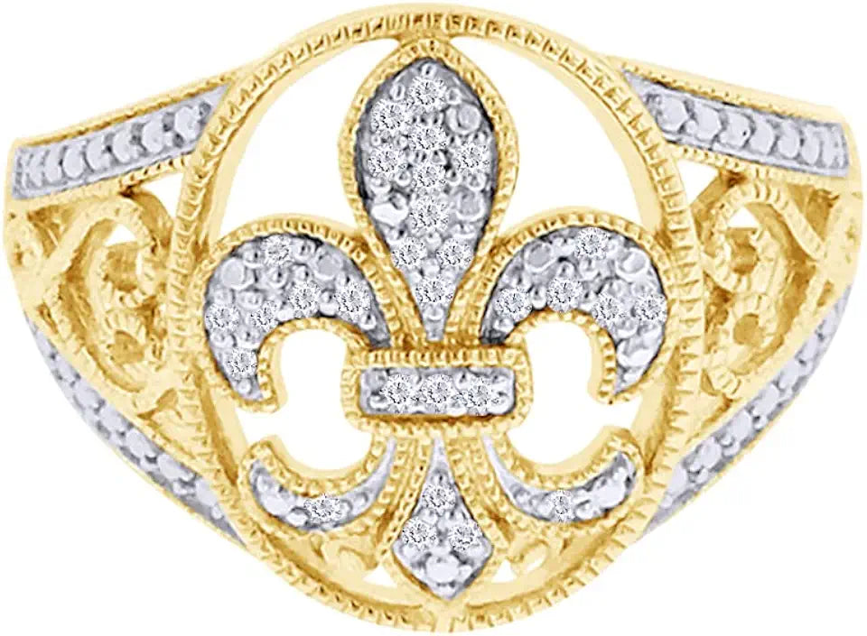 Gold-Tone Sterling Silver Round Ring