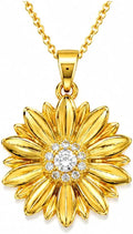 Gold-Tone Moissanite Sunflower Floral Necklace