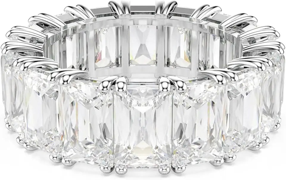 Rhodium-Plated Crystal Ring