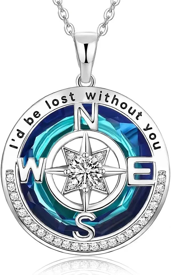 Gold-Filled Sterling Silver Sapphire Compass Necklace