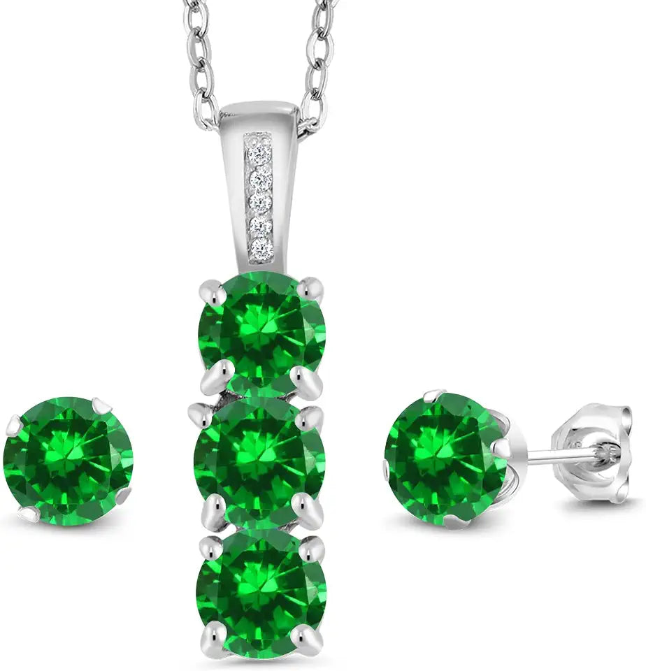 Sterling Silver Round Birthstone Jewelry Set, 5MM