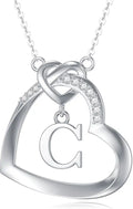 Sterling Silver Lab-Grown Diamond Heart Initial Necklace