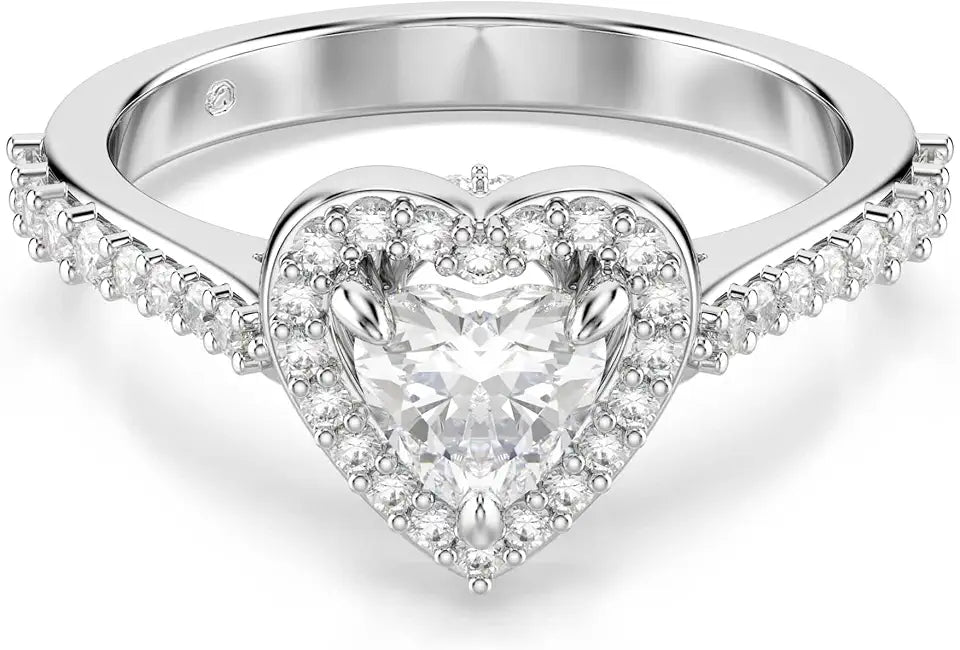 Rhodium-Plated Heart Ring