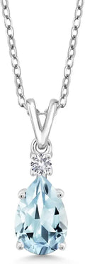 Teardrop Created Sapphire Necklace