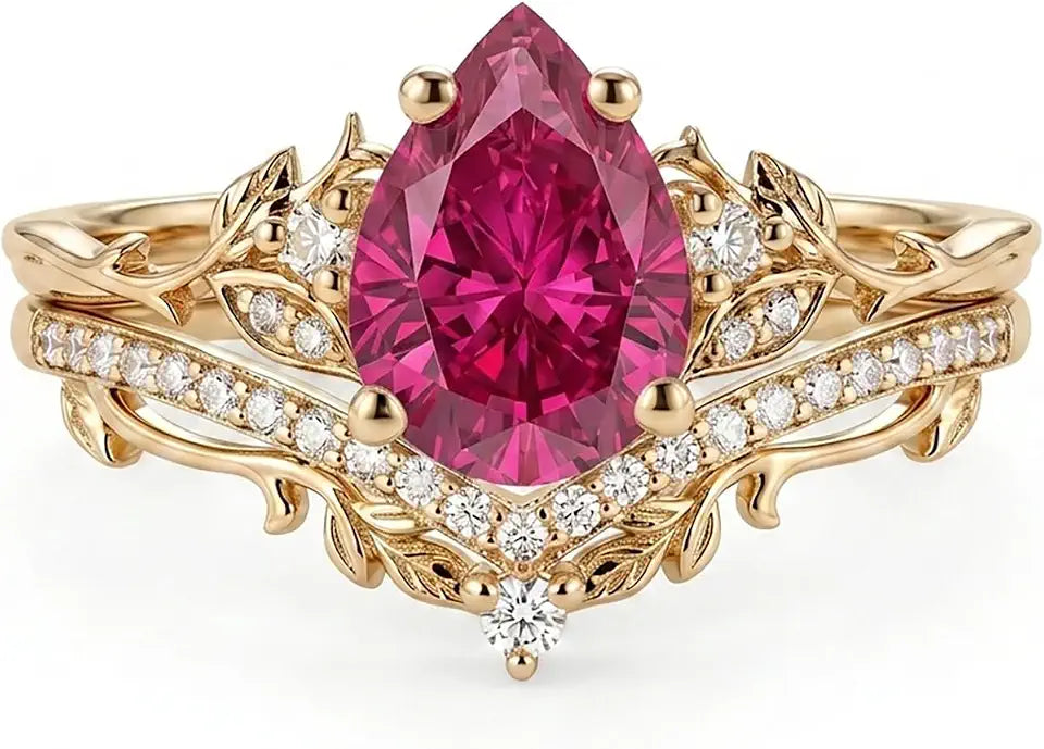 Gold-Tone Pear-Cut Birthstone Ring