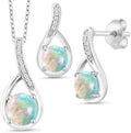 Sterling Silver Round Birthstone Jewelry Set, 6MM