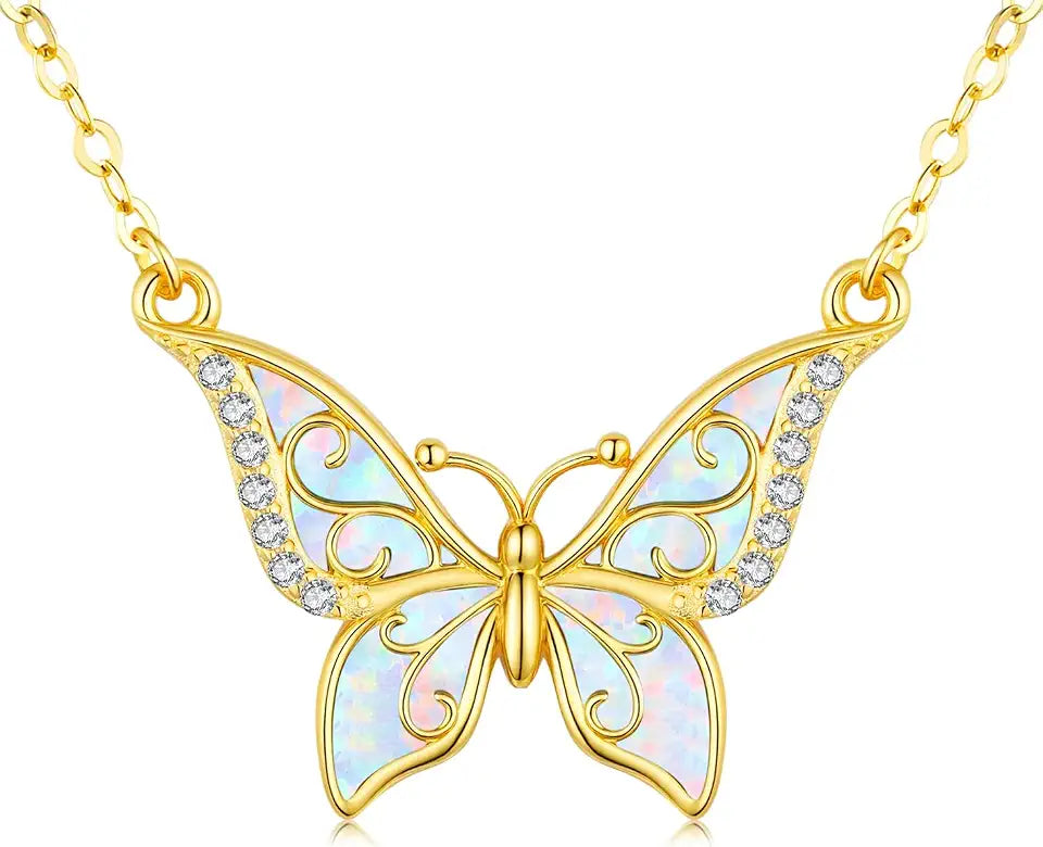 Opal Butterfly Necklace