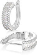 14K Gold-Plated Sterling Silver Moissanite Hoop Huggie Earrings