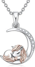 Sterling Silver Lab-Grown Diamond Moon Necklace