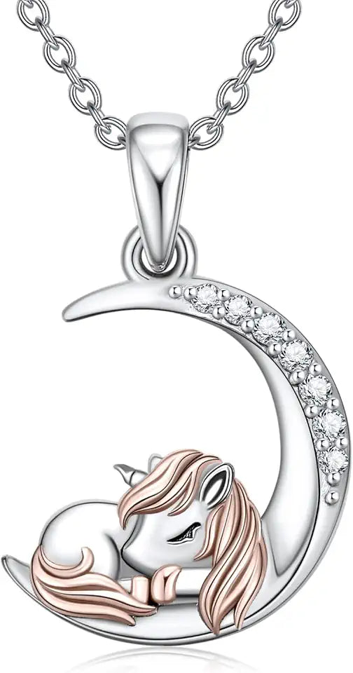 Sterling Silver Lab-Grown Diamond Moon Necklace